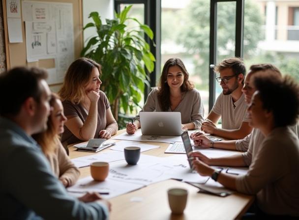 Équipe MapleHome Solutions en réunion autour d’idées d’organisation